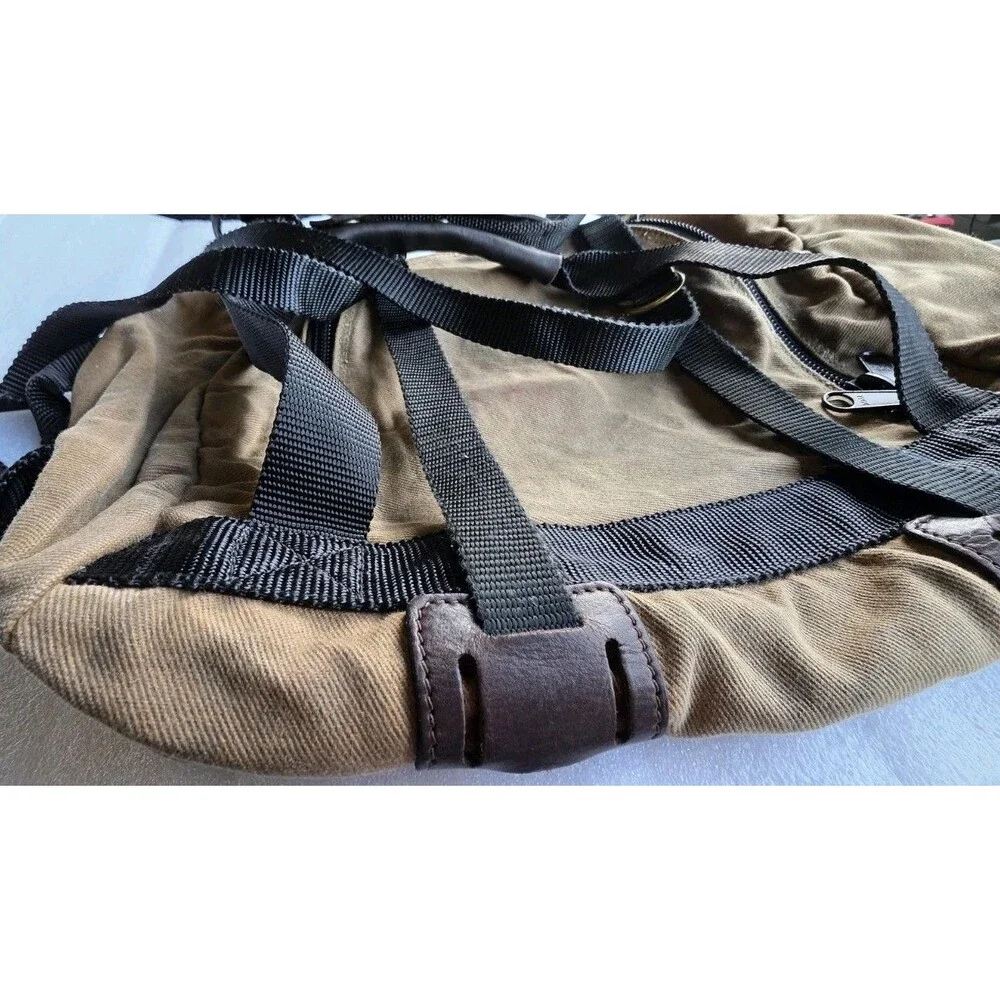 J. Peterman Canvas & Leather Travel Weekender Bag Tan Heavy Duty